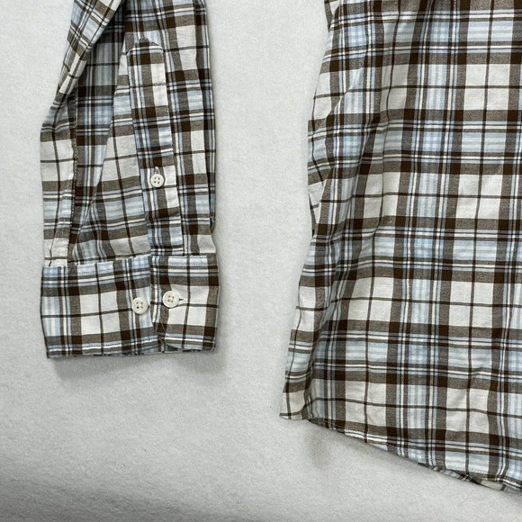 Johnnie-O Hangin’ Out Men’s Size XXL Brown / Blue Plaid Button Up Shirt - Picture 7 of 12